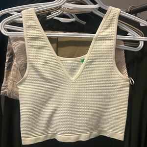 American Eagle Chic pastel yellow Textured Crop Top